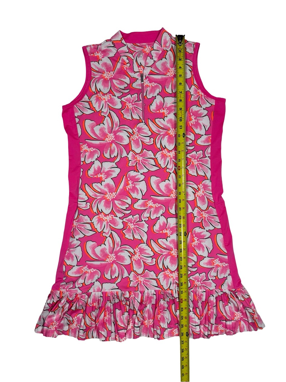 Tail Nabila Golf Dress Large Pink Blossoms Floral Sleeveless UPF Pockets Pleated - Picture 3 of 10